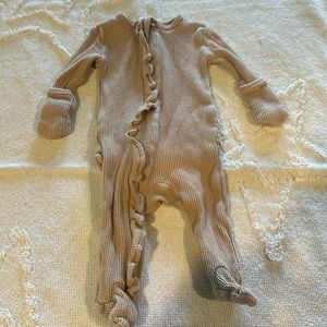 Spearmint Love waffle print 100% organic cotton footie